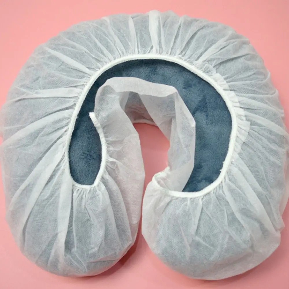 10Pcs /Pack Headrest Covers Fitted Disposable Massage Face Rest Cradle Covers White U-shaped Pillowcase Elastic Non-woven Travel