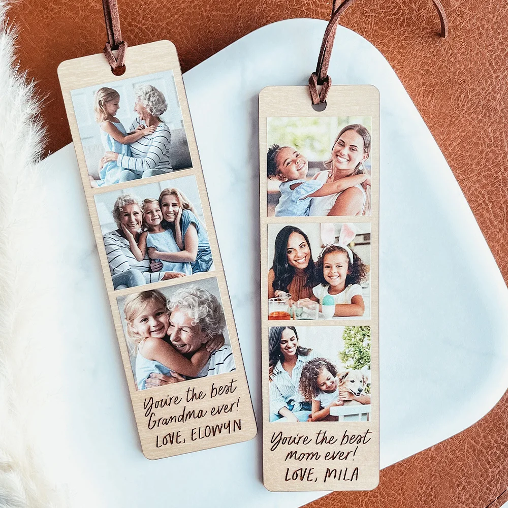 1PC Custom Wooden Bookmark - Personalized Photo & Text, Cherished Moments Design, DIY, Laser Engraved, Ideal Daily Use for Reade