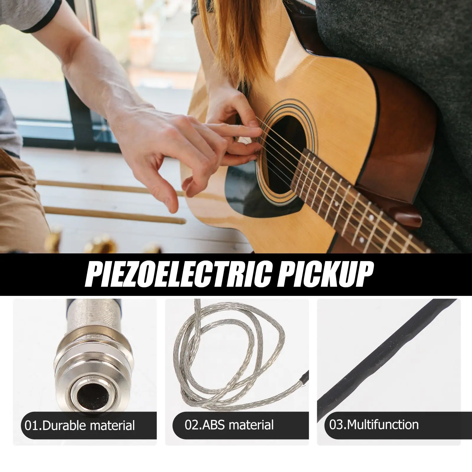 Multi-function Piezoelectric Type Musical Instrument Pickup Portable Folk Guitar Pickup Acoustic Guitar Sound Pickup Tool