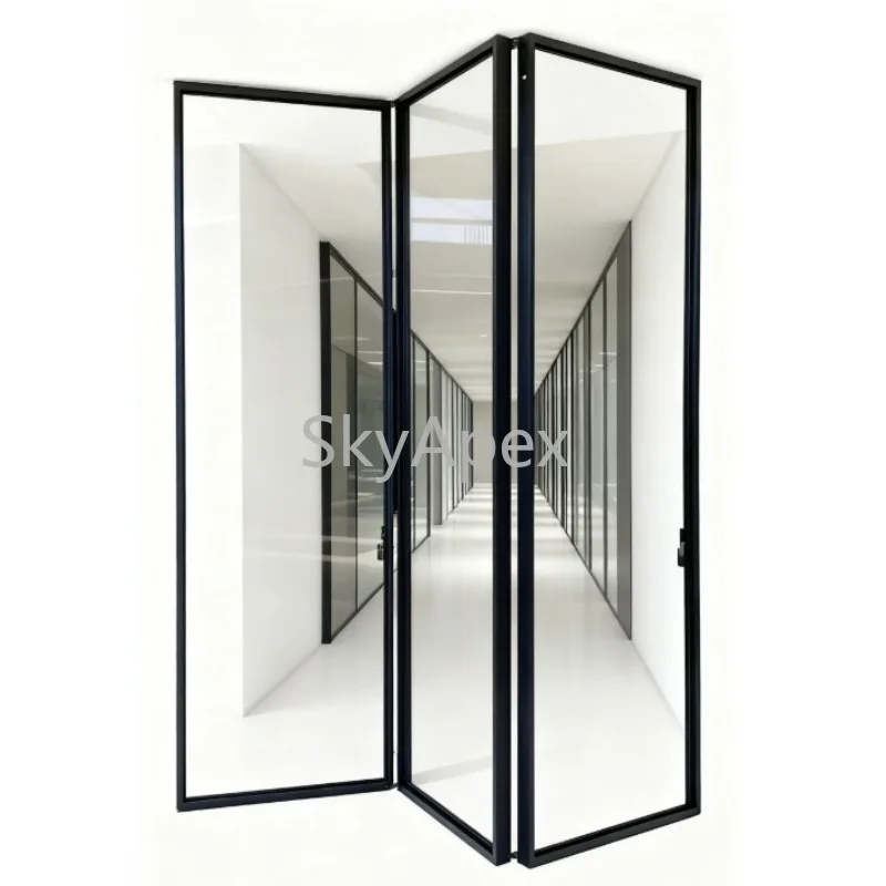 Energy Efficient Double Glazed Aluminium Bifold Door French Windows Hinged Sliding Stacking Glass Doors For Home  Commercial Use