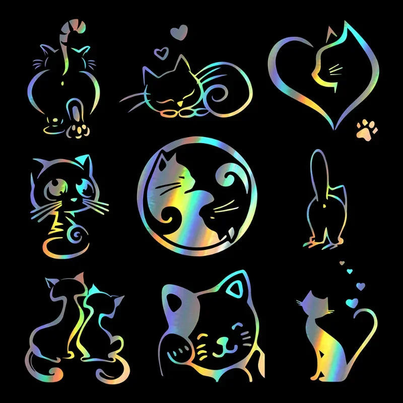 

Vinyl stickers with beautiful cat patterns for cars, cartoon decorations for windows, 15x10.2 cm