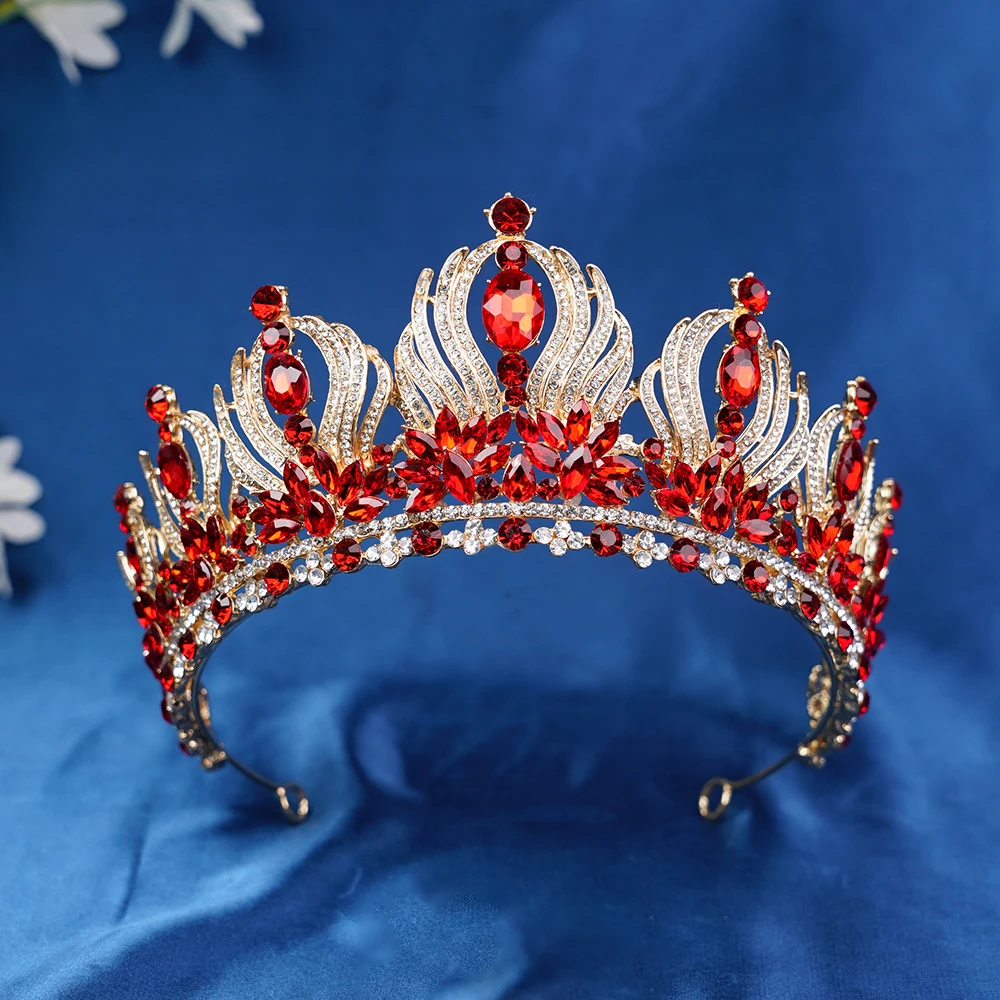 Tiara de princesa elegante de cristal de lujo barroco en 8 colores para mujer, boda, niña, fiesta de cumpleaños, corona, accesor