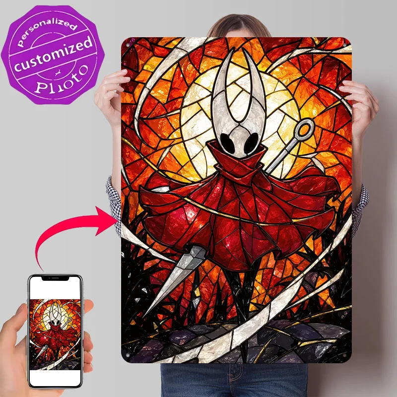 Hornet Stained Glass Art 3D Texture Printed Poster Custom Vintage Metal Tin Plate Sign for Wall Art Gaming Room Decoration Man