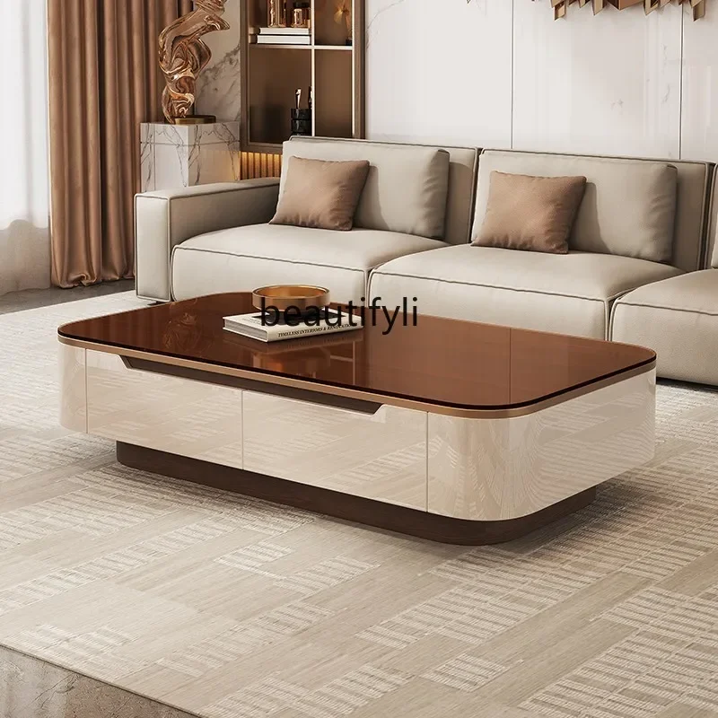 E153 New Coffee Table Tempered Glass Light Luxury High-Grade Minimalist Living Room Modern Small Apartment Home Use