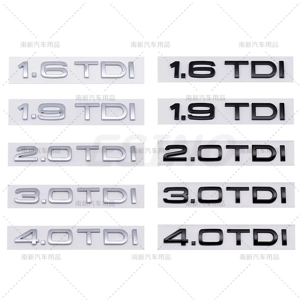 3D 1.6 1.9 2.0 3.0 4.0 TDI Car Trunk ABS Badge Emblem Rear Tailgate Fender Door Adhesive Badge for Audi A4 A5 A6 A7 A8 Q3 Q5 Q7