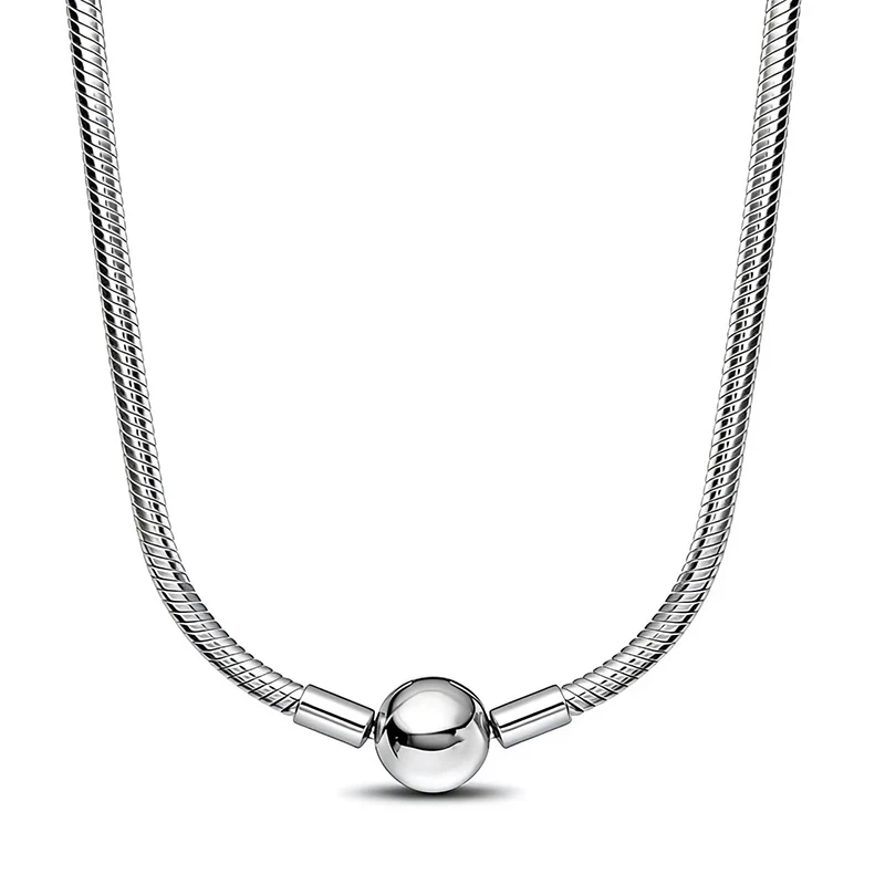 Bild 7: 2025 Trendige Mode 45-60CM Silberne Schlangenkette Halskette Anhänger Geeignet für Original-Perlenschmuck DIY Schmuck Geschenke