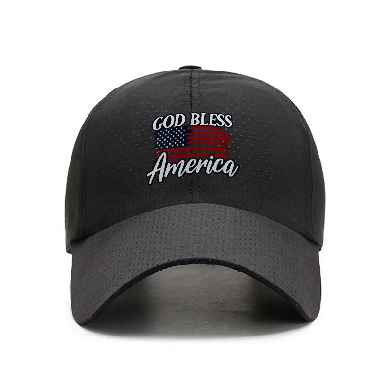 God Bless America Quick Dry Baseball Cap Adjustable Breathable Sun Protection Hat