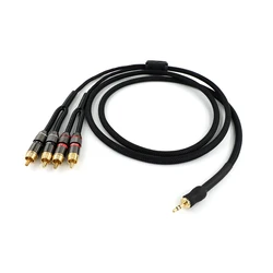 Shielded aux Input 3.5mm Output Splitter Stereo Audio Cable Out 3.5 Male to 4 RCA Male in Dual Speaker Cord 1 in 2 out