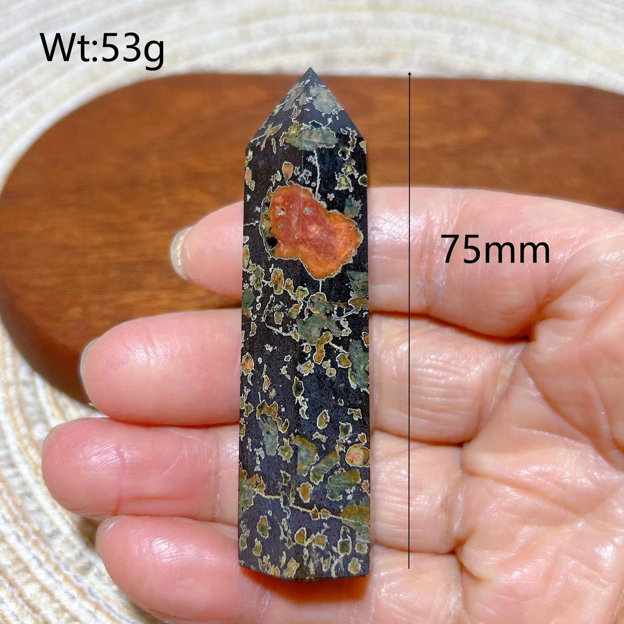 Natural Plum Blossom Jasper Tower Crystal for Reiki & Home Decor