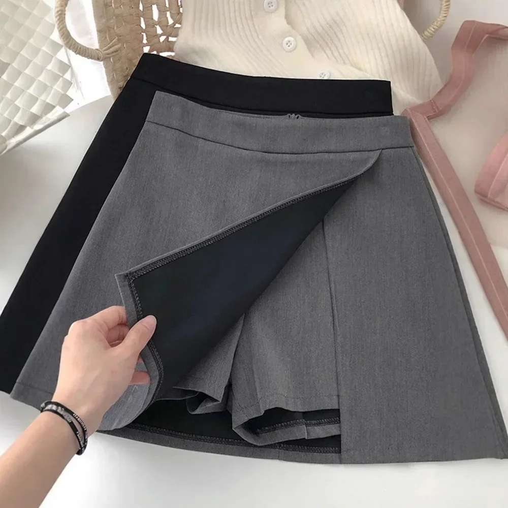 

2025 Summer New Women's Bodycon Skirt High-Waisted Side Slit Mini Dress Anti-Exposure Fashionable A- Line Semi-Circle Skirt