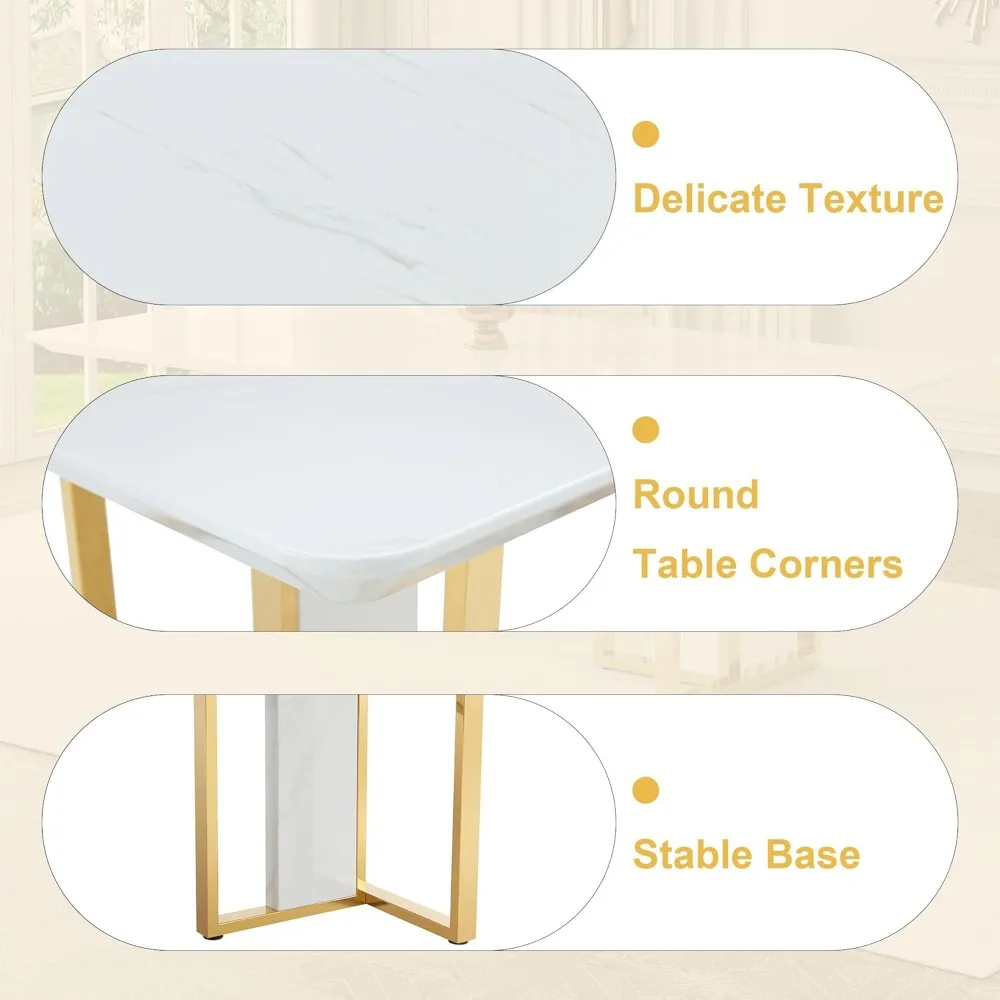 Kitchen Table Sets,Luxury Dining Tables Set with 1.8-inch Faux Marble Table Top＆8Pu Leather Upholstered Chairs, Dining Room Sets