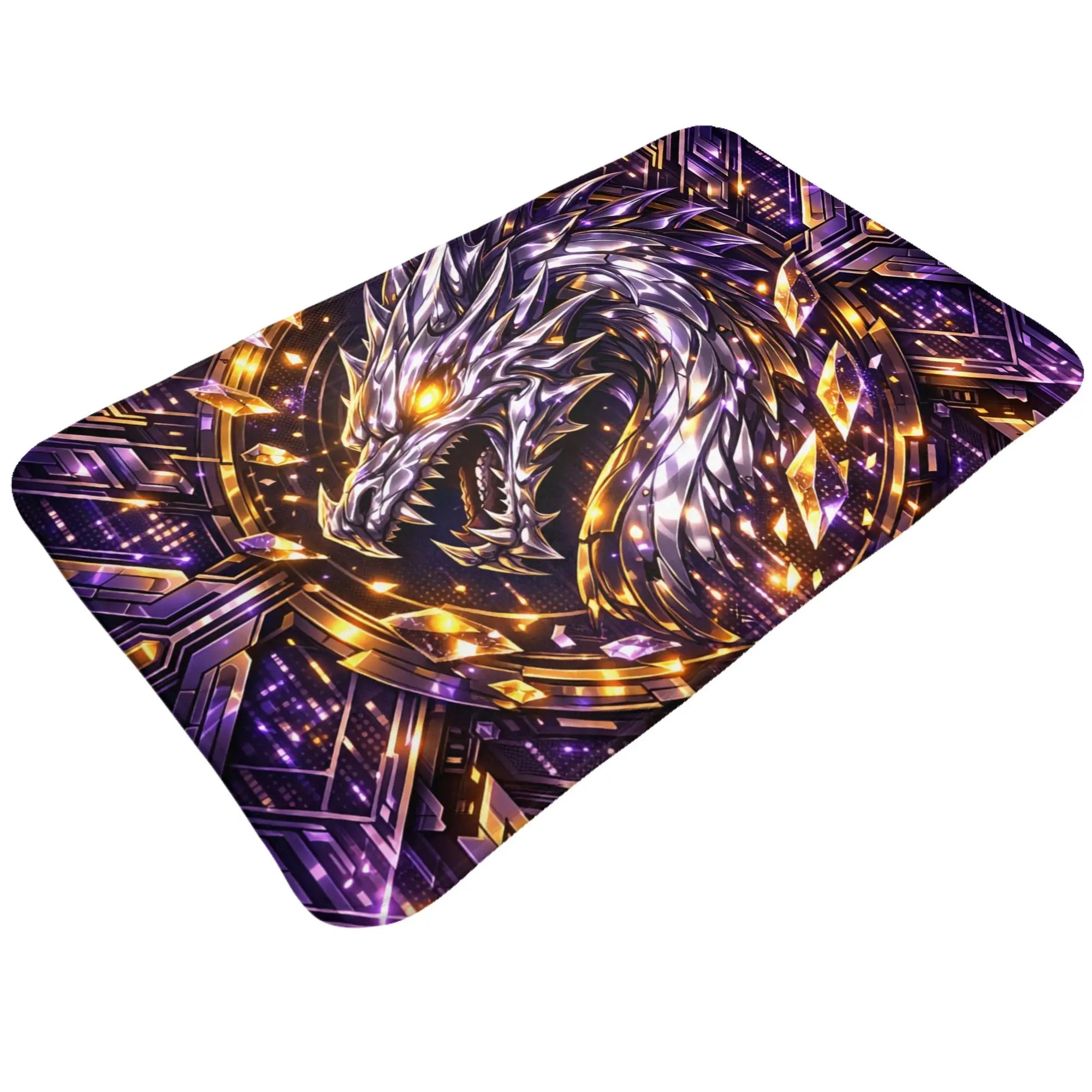 Golden Purple Dragon Geometric Starburst Art Anti-Slip Doormat Living Room Mat  Welcome Indoor Home Decor
