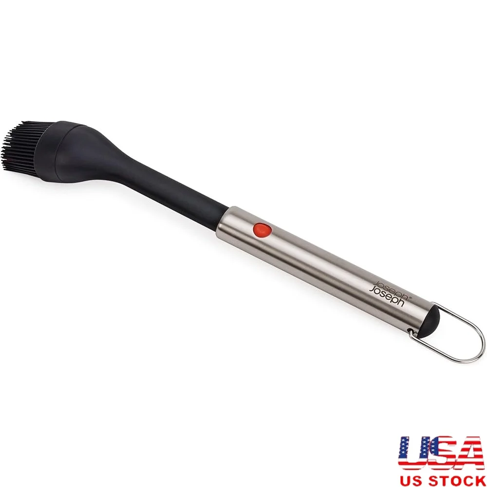 

Silicone BBQ Basting Brush with Stainless Steel Handle High Heat Resistant Bristles Compact Storage Easy Cleaning Utensil