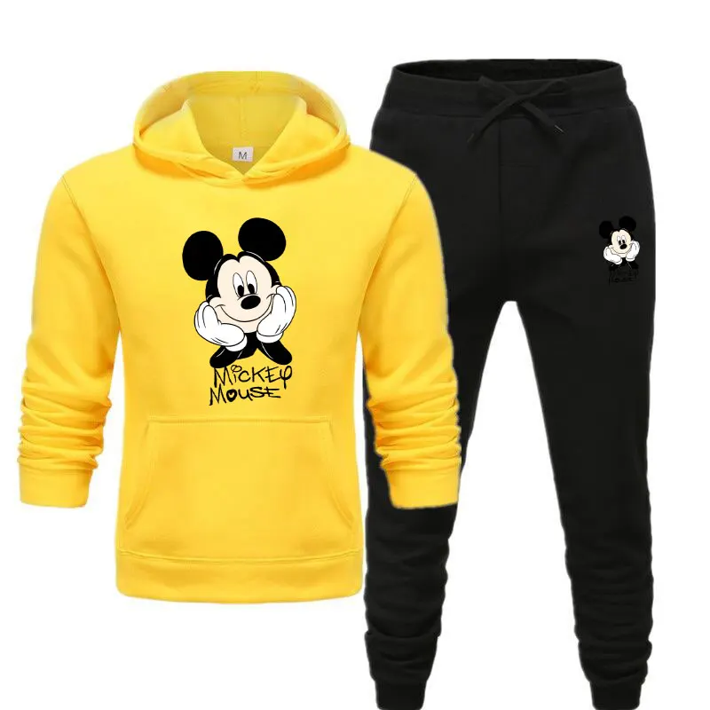 

Disney Mickey Women's Set, a hot selling brand in Europe and America, autumn and winter printed men's outdoor hooded sweatshirt