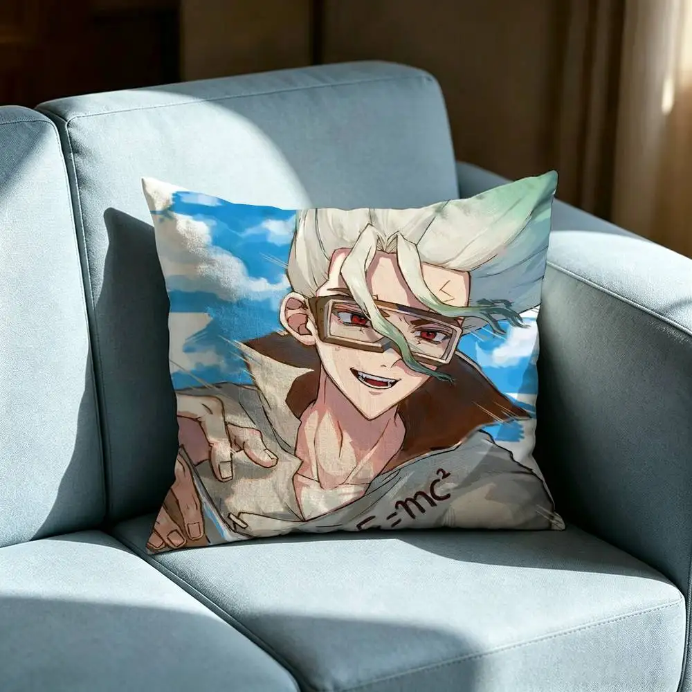 dr. stone Senku Insane anime Double-sided printed pillow cover Solid color minimalist pillowcase, fits all bedroom styles