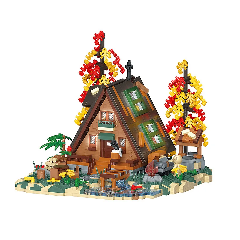 Kreative Straßenszene Architekturmodell Wald Baumhaus A-Typ Puzzle Montage Bausteine Spielzeug Ornamente Geschenk