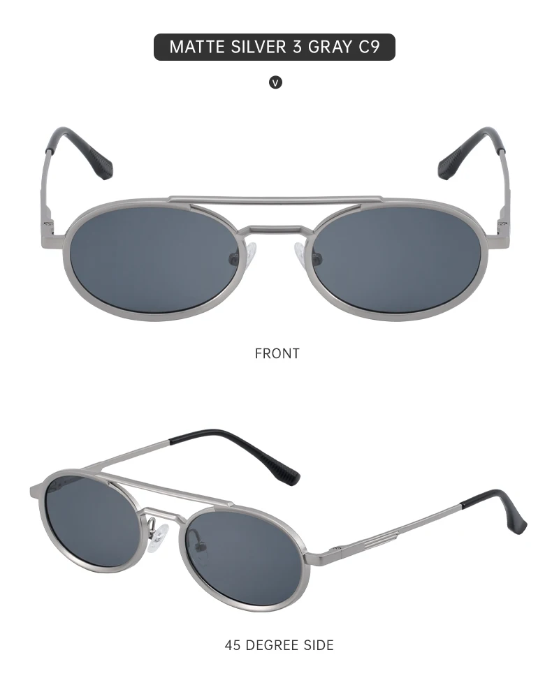 Ovale Steampunk-Sonnenbrille mit kleinem Rahmen für Damen, 2026, luxuriöse Vintage-Rundsonnenbrille für Damen, Doppelstrahl-Brille für Damen – Detail 22
