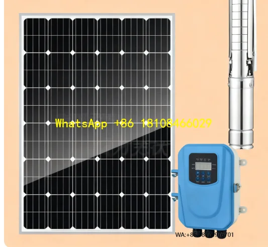 

Солнечный водяной насос постоянного тока мощностью 1100 Вт с солнечной панелью и контроллером для малой скорости потока River Diversion 17 м3/ч, глубина сверху/головка: 40 м