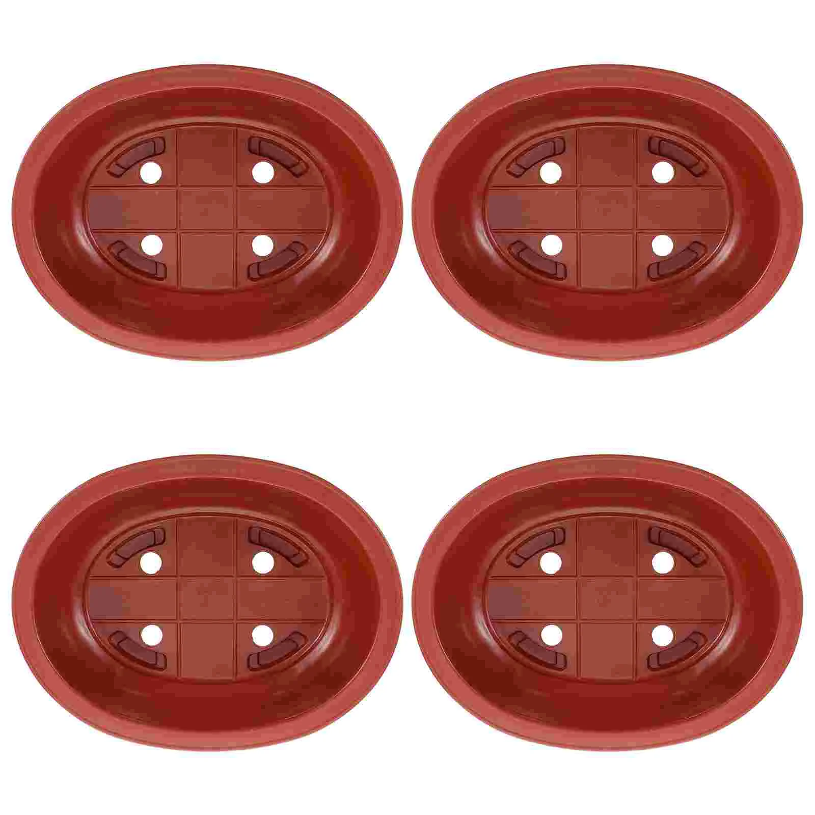 4 Pcs Bonsai Tree Plastic Flower Pot Planting Holder Tray Planter Brown Flowerpots