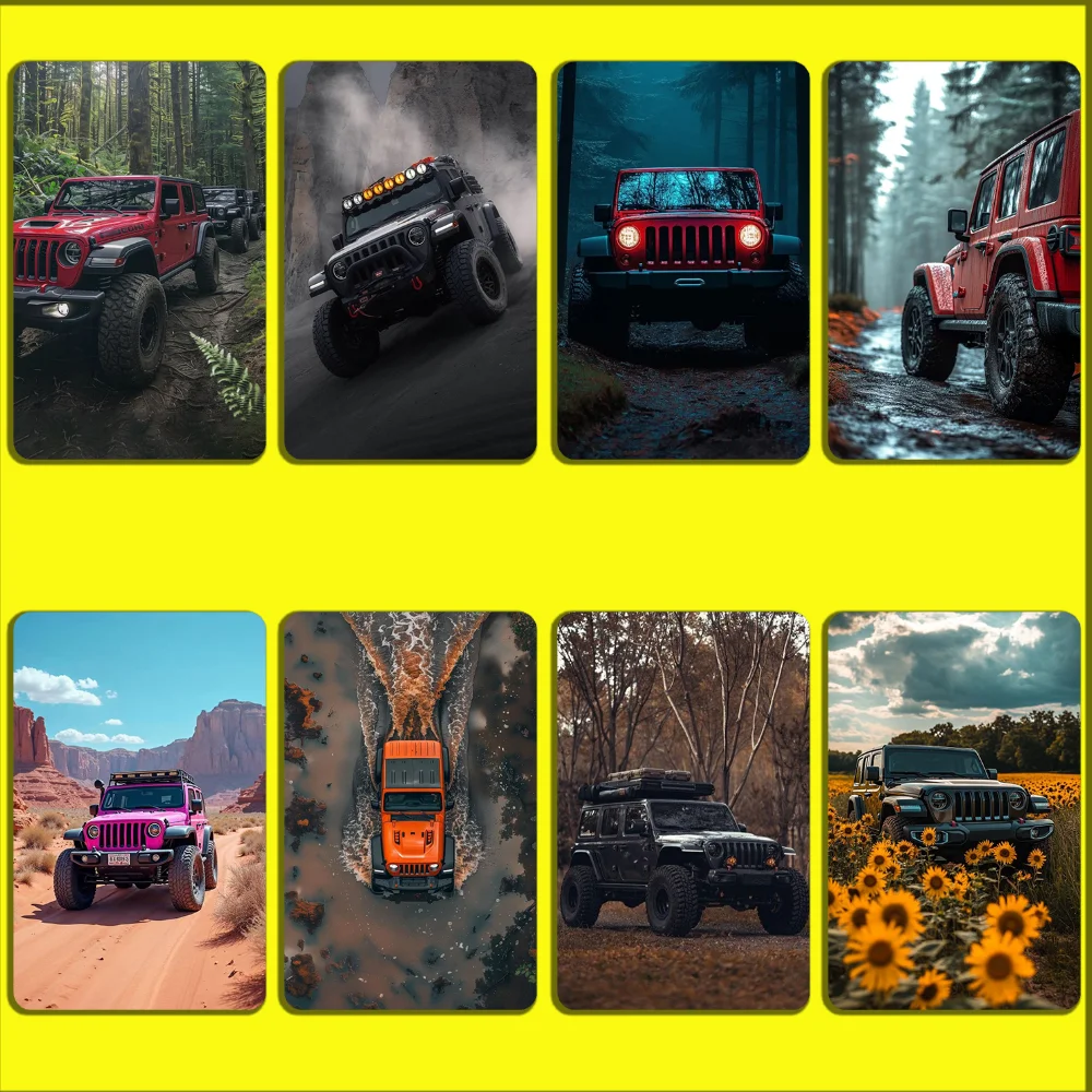 Red J-JEEPS off Road Stickers For Debit Bank Credit Cards Metro Bus Pass Sticker Decoration Cover 4PCS Card Skin