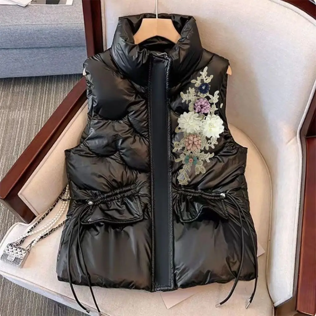 

2025 New Women's down Cotton Vest Faionable Loose Outerwear Spring Autumn Winter Korean Sle Zipper Closure Color