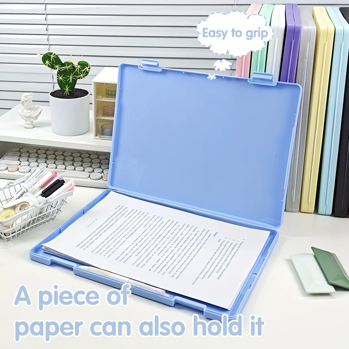 حامل ملفات متعدد الوظائف، ووسادة كتابة، ومشبك مستندات، ومنظم أوراق الاختبار، وتخزين العقد للوازم المكتبية #3