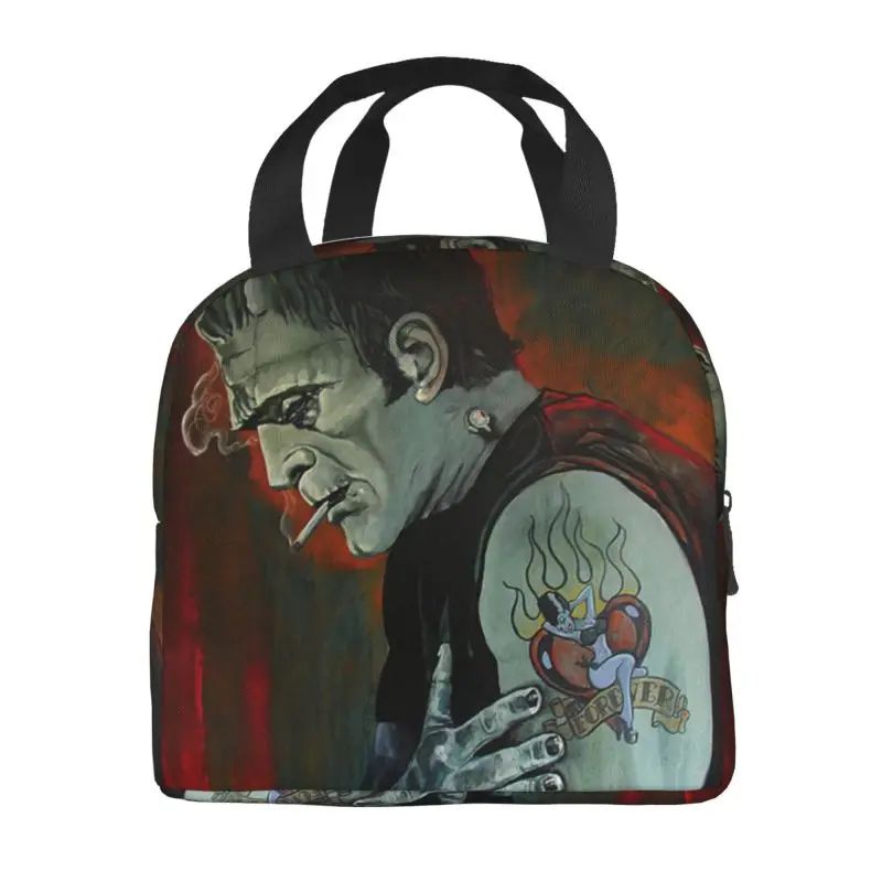 Broken Hearted Frankenstein Monster Tattoo Art Portable Lunch Box Leakproof Film Thermal Cooler Food Insulated Lunch Bag School