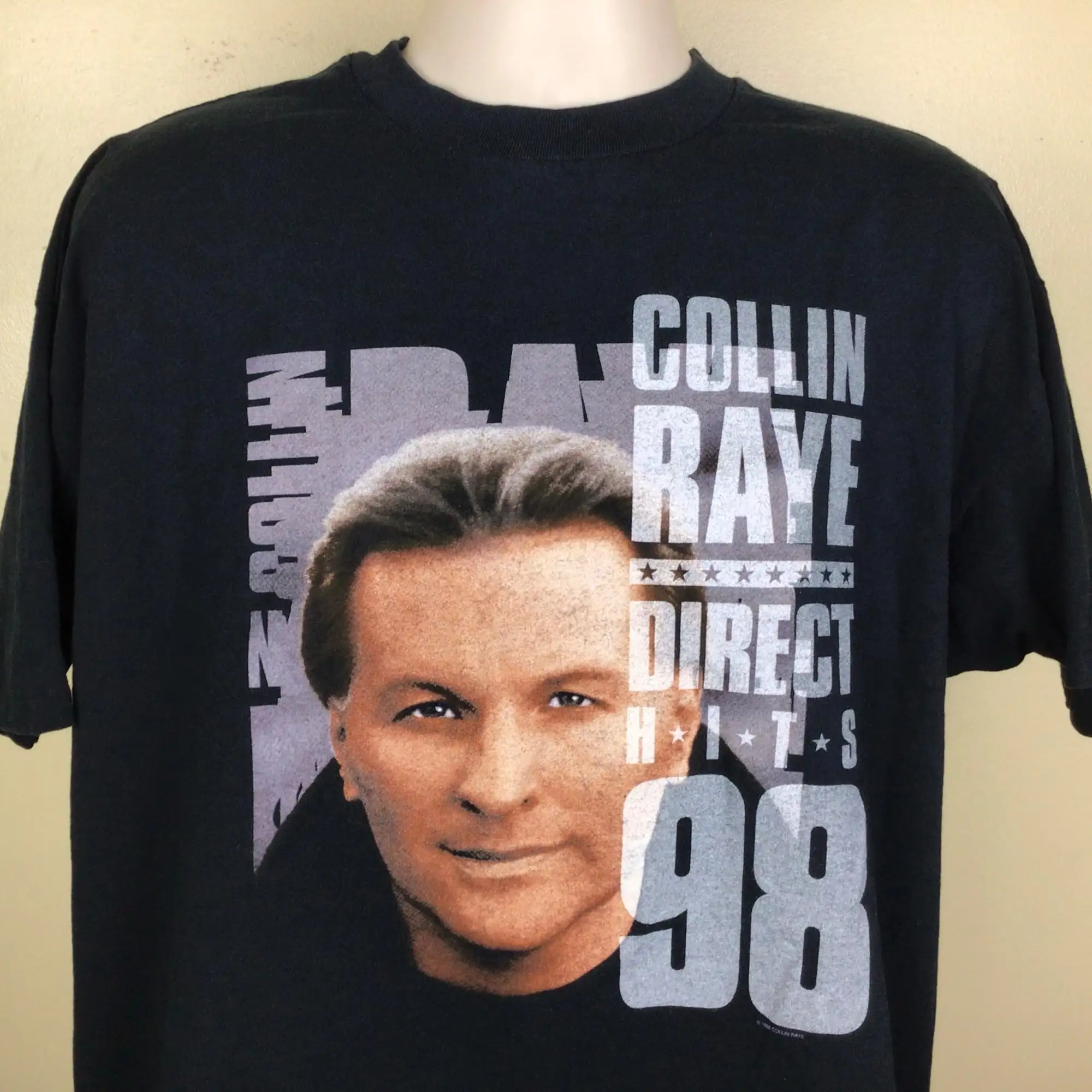 Vtg 1998 Collin Raye Direct Hits 98 TShirt Black XXL 90s Bubba Wray The Wrays Country Music Singer 2X