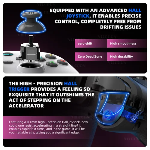 Imagen 2 del producto Controlador de juego inalámbrico VILCORN G6 para teléfonos inteligentes iOS/Android, Gamepads compatibles con Bluetooth para PC/interruptor, Joystick basculante Hall