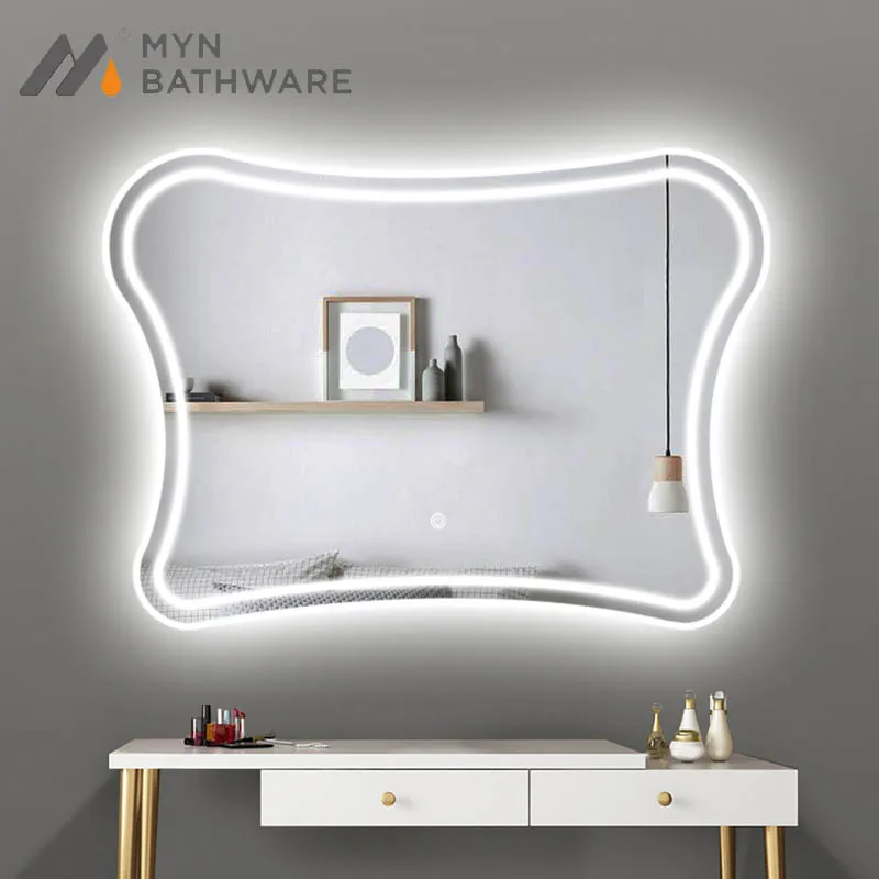 Good Quality Irregular Shape Smart Touch Switch Mirror For Bathroom