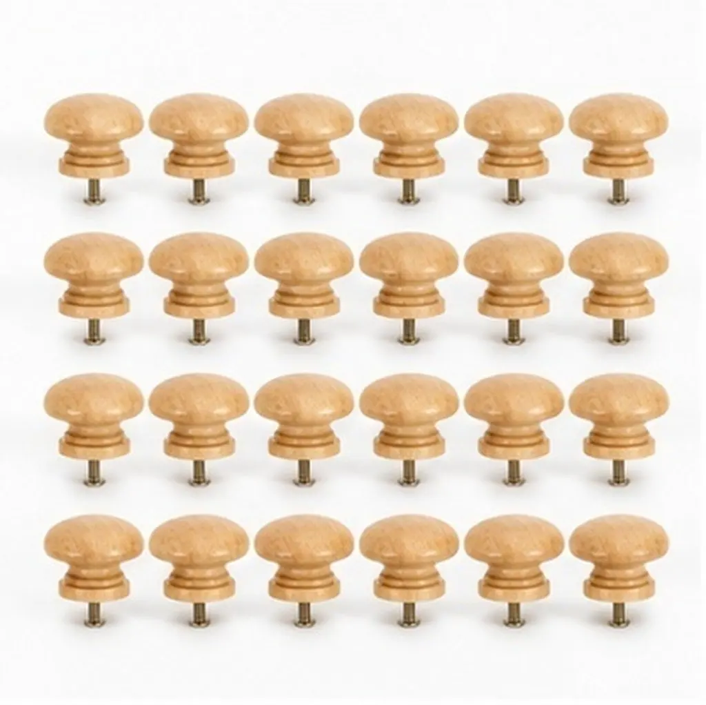 24Pcs Premium Wooden Drawer Pulls Single Hole Cabinet Knobs for Closet Door Cupboard Furniture Stylish Home Decor Accessory