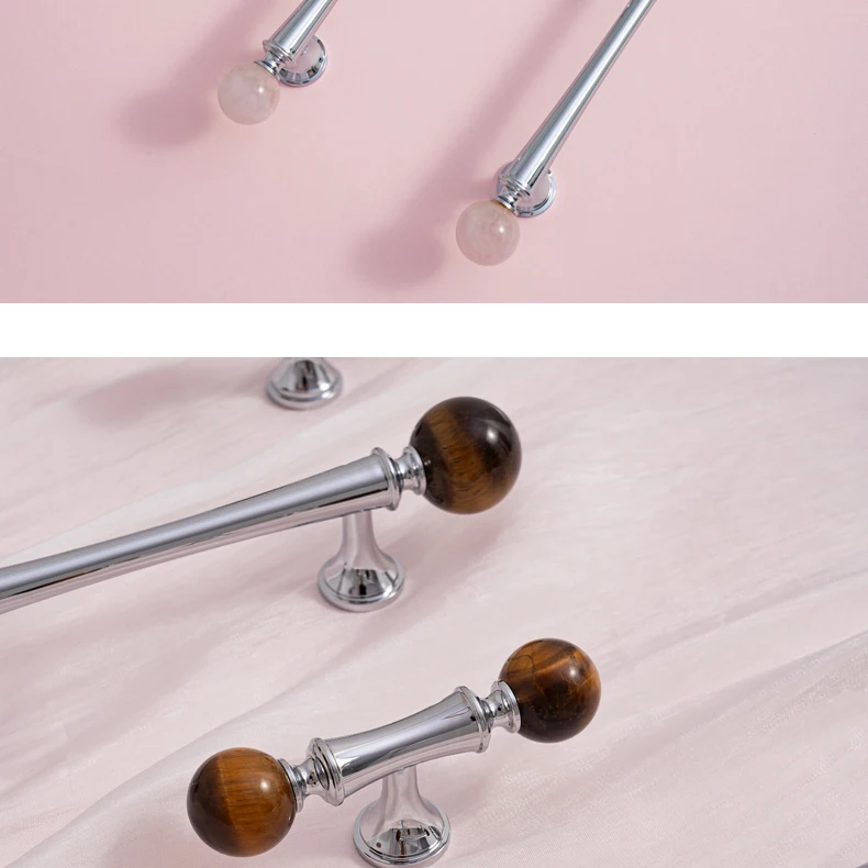 Crystal style cabinet handle with chrome finished brass base — product image 6