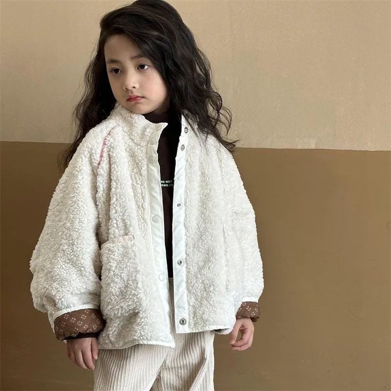 Girls Coat Jacket Winter Cotton Windbreak 2023 Casual Warm Plus Thicken Furs Overcoat Comfortable Children's Clothing