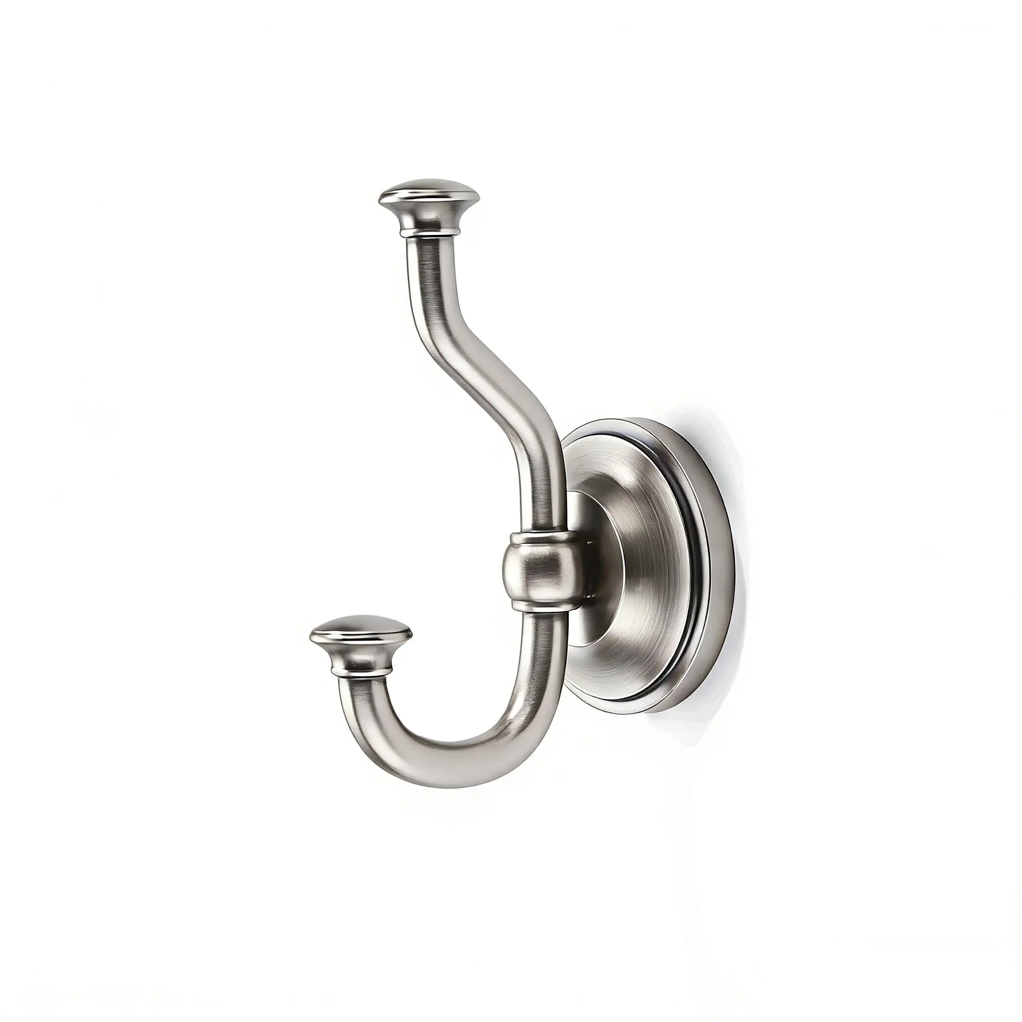 

3-Pack 4.5-Inch Zinc Alloy Brushed Satin Nickel Dual-Hook Wall Mount For Bathroom, Hallway, Kitchen, Tile Or Wood Surfaces
