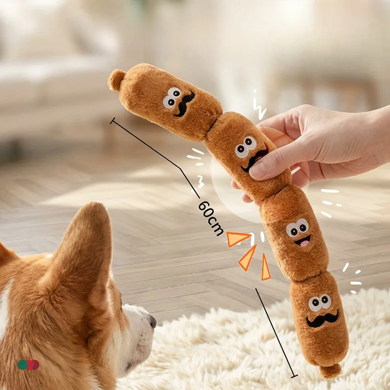 Chew Toy for Dogs Simulated Sausage Soft Plush BB Squeak Durable Puppy Toy Bite-Resistant Molar Dog Supplies