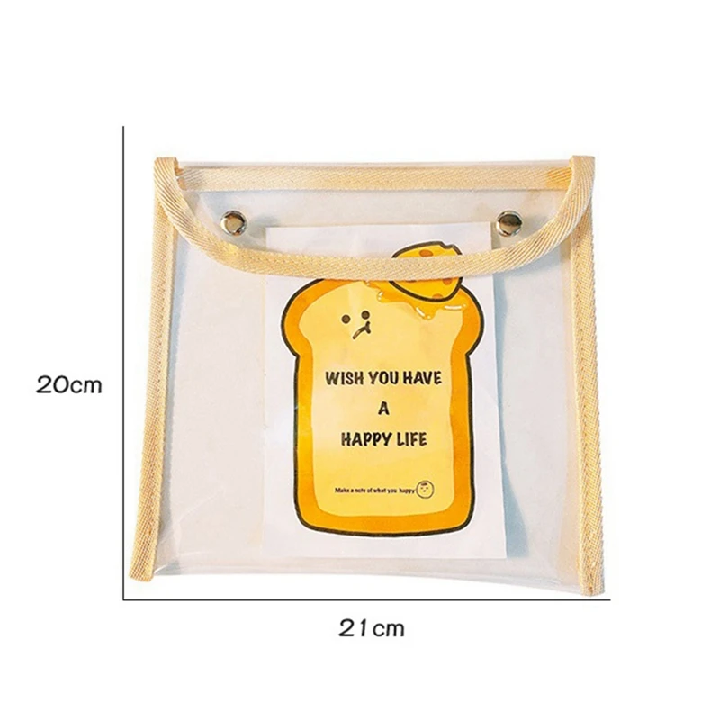 A34M-PVC Snap Button Bag Pencil Case Test Paper Stationery Storage Bag Large Capacity Waterproof Transparent Document Bag