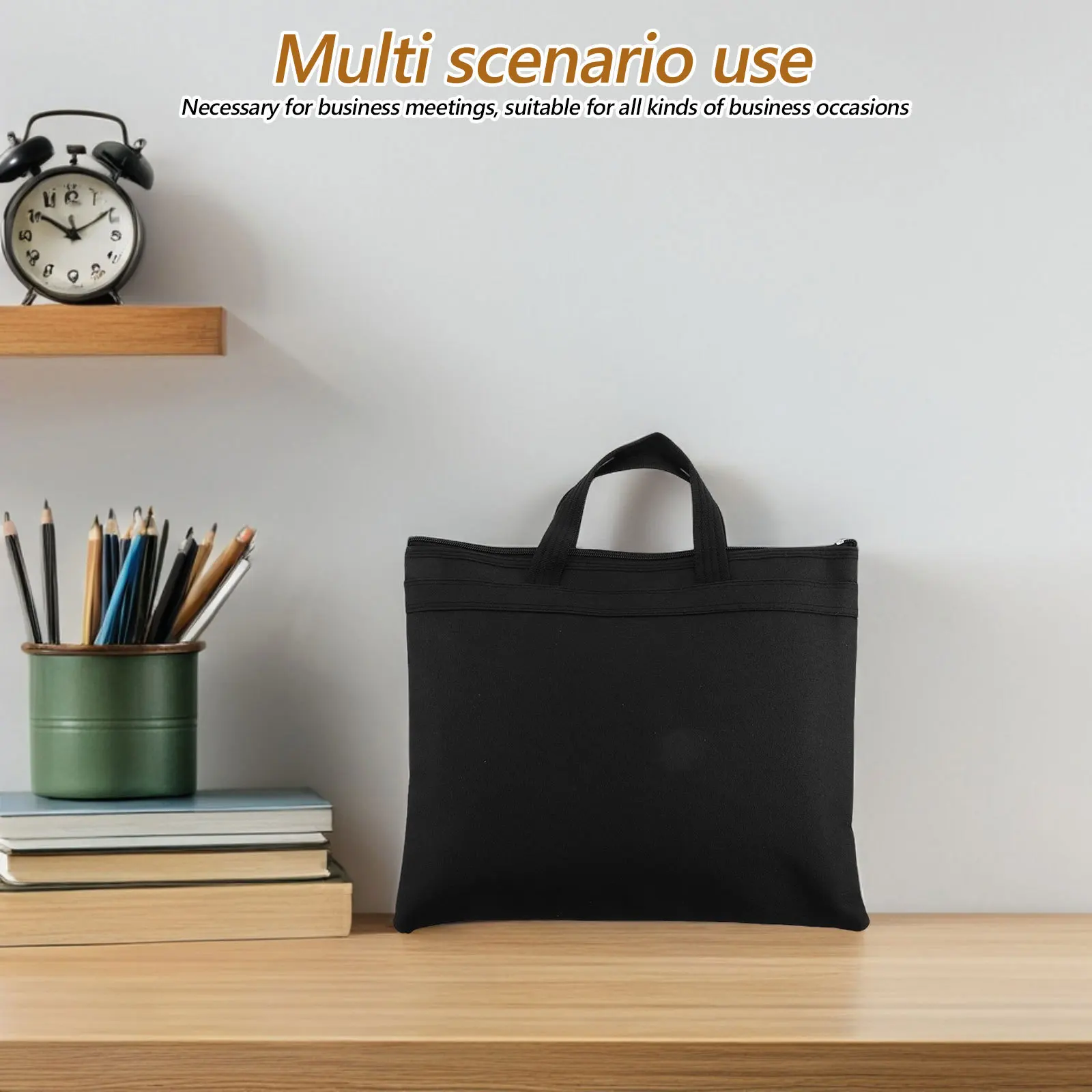 Organizzatore di file aziendali portatile Valigetta per documenti in tessuto Oxford Borsa portaoggetti a doppio strato Portadocumenti da viaggio con manico con cerniera