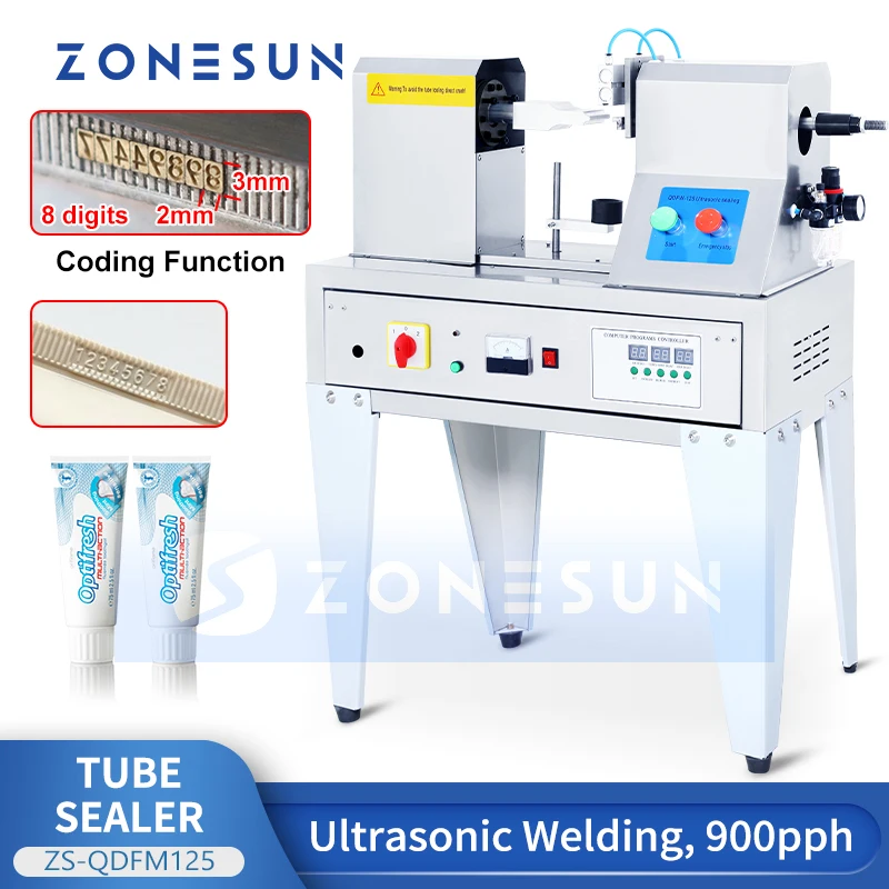 

ZONESUN Ultrasonic Soft Tube Sealing Machine Plastic Tube Sealer Packaging Machine Toothpaste Cosmetics Hand Cream ZS-QDFM125