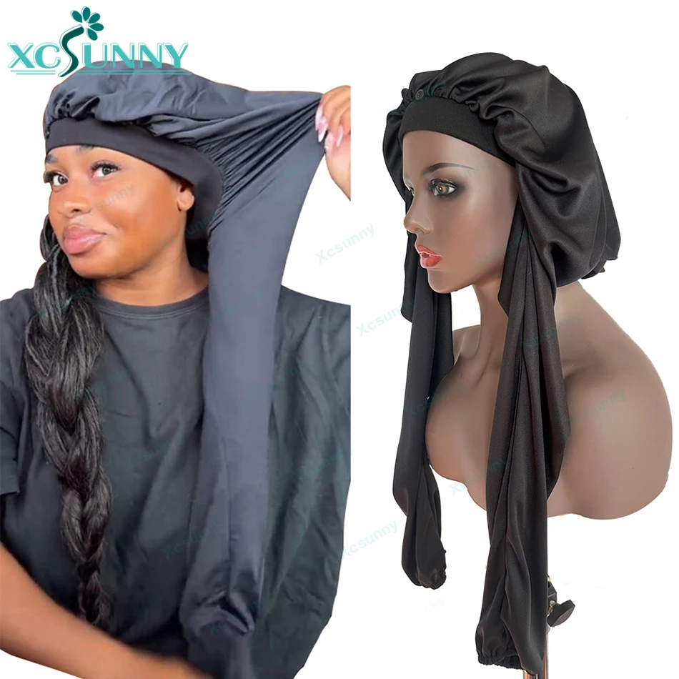 

Ночная шапочка для сна, эластичная, мягкая, для ухода за волосами, шапки для ночного сна, однотонная ночная шапочка для длинных волос и косичек