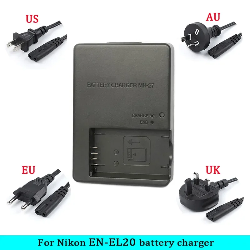 MH-27 MH27 Battery Charger For Nikon Coolpix A  J1  J2  J3  J4  S1  S2  S3  AW1  V3  V4 Camera EN-EL20 ENEL20 EN-EL20a Battery