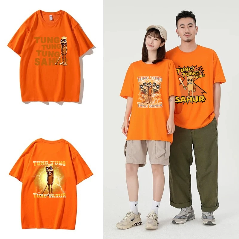 

Italian Brainrot Adult Short Sleeve Cotton T-Shirt Cartoon Tung Tungtung Sahur Print Tops Fashion Summer Casual Tees New Gifts