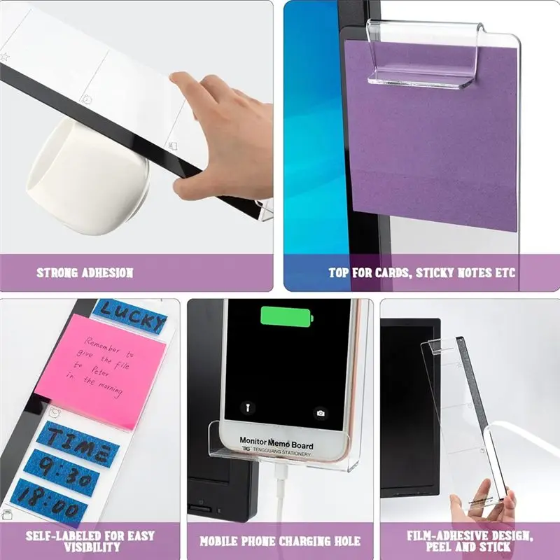 QWE-Transparent Display Side Panel Transparent Computer Message Board Side Sticky Note Clip