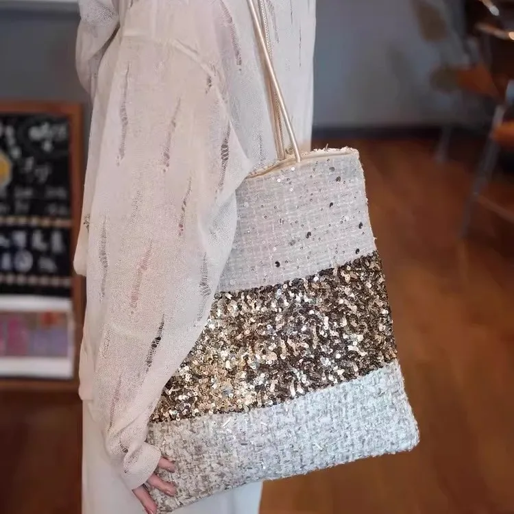 One-shoulder Bag Canvas Large-capacity Commuter Crossbody Bag Tote Bag Light Luxury High-end Sense Fashionable