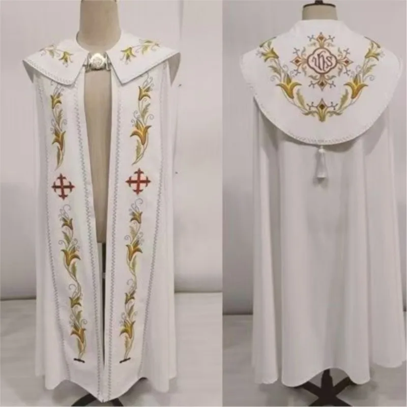 Purple Priest Cloak Cope Pastor Father Cape Catholic Church Costume Vietnam Gapi Exquisitely Embroidered Performance Costume