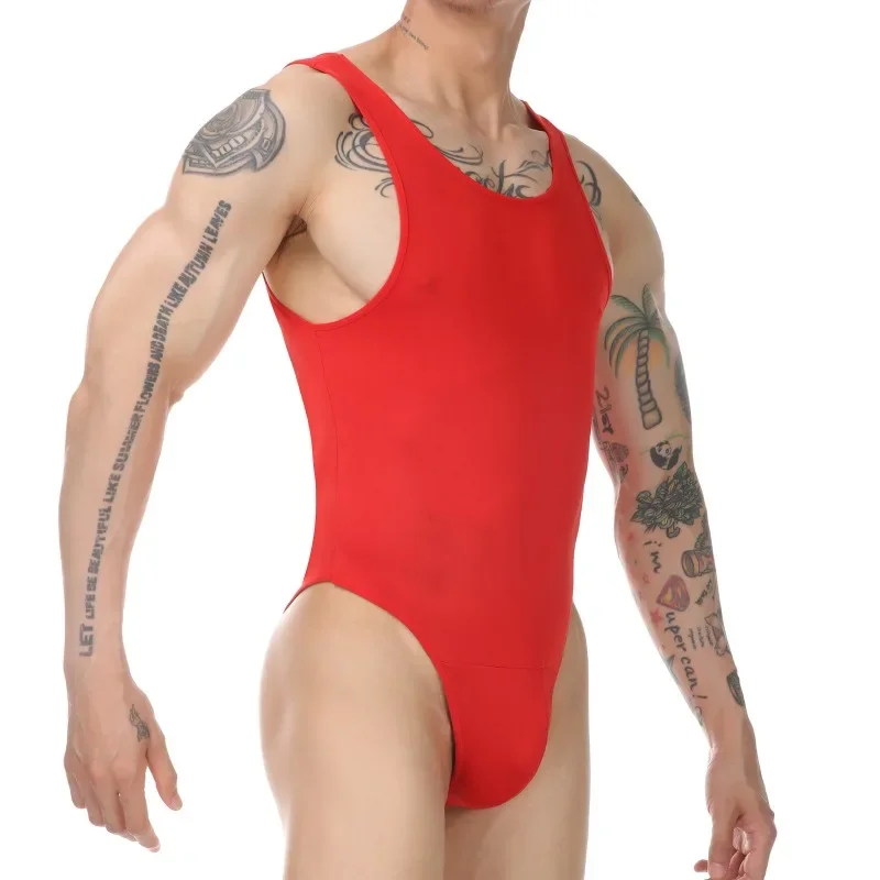 2025 fashionable simple solid color, men's onesie sleeveless underwear back empty, free to take off, onesie CMF305
