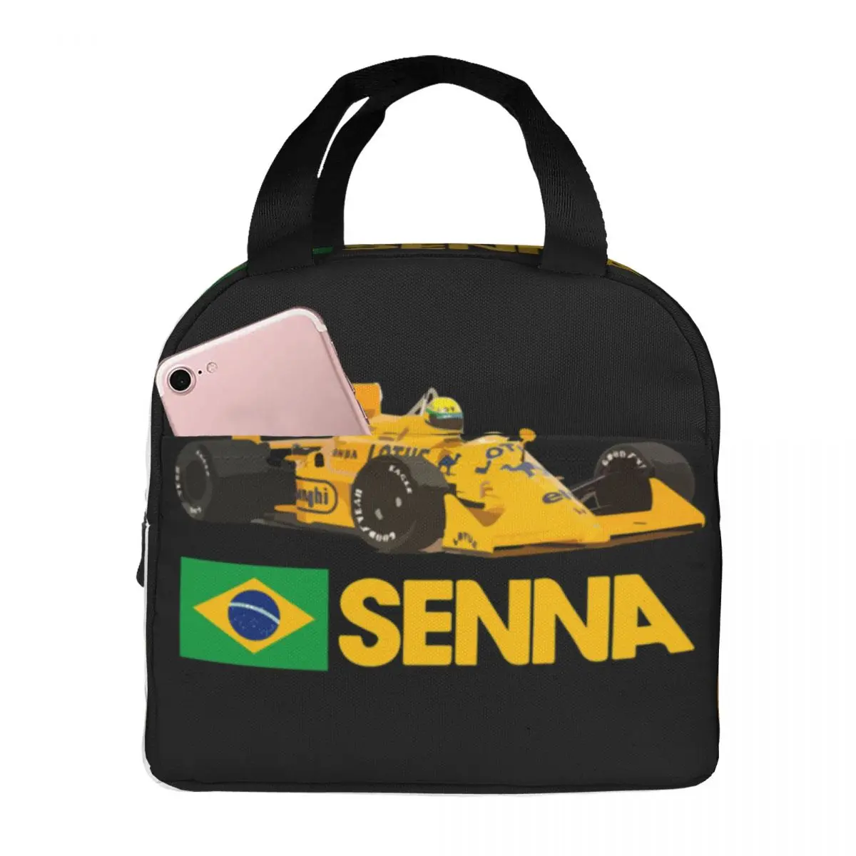 Ayrtons Brazilian Racing Driver Senna Lunch Bag Men Women Cooler Warm Insulated Lunch Box for Office
