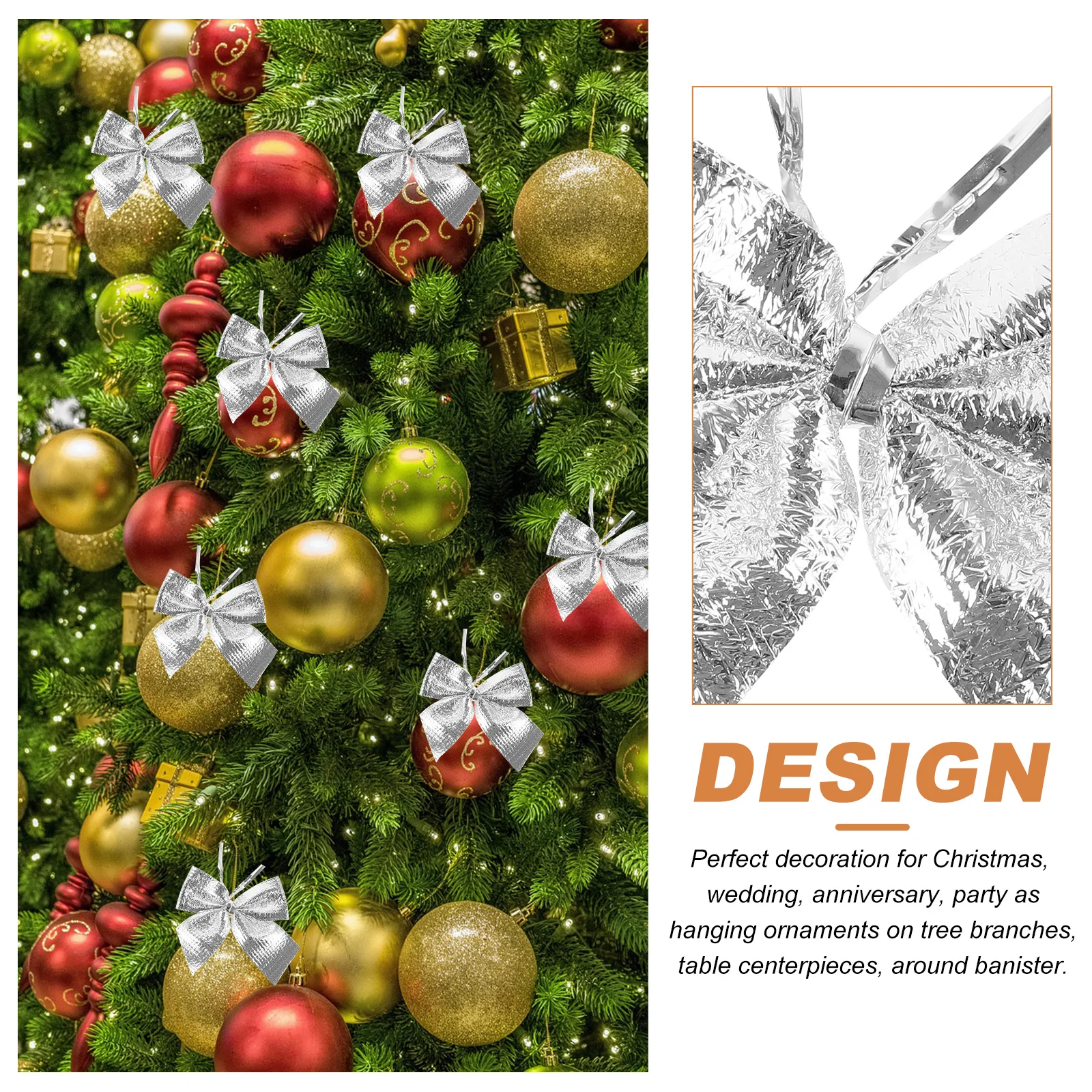 

24Pcs Premium Christmas Tree Bowknot Pendants Glitter Decor Ornaments for Holiday Party Home Office Xmas Festival Decoration