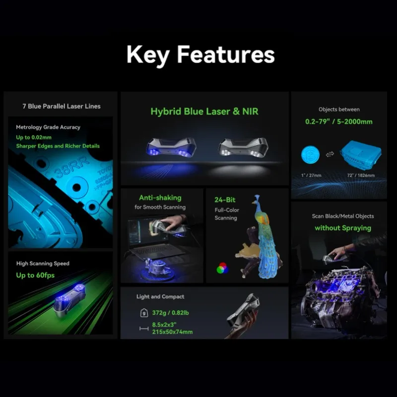 Creality 3D CR-Scan Raptor Multi-line blue and near-infrared consumer 3D scanner for 3D printing reverse engineering
