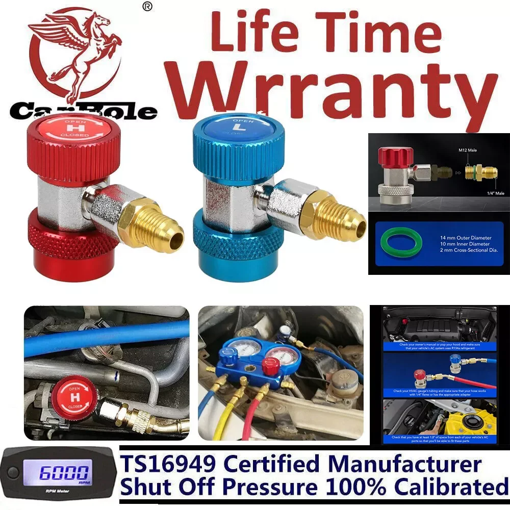 

2X быстроразъемный переходник для хладагента, автоматический манометр кондиционера, низкий/высокий