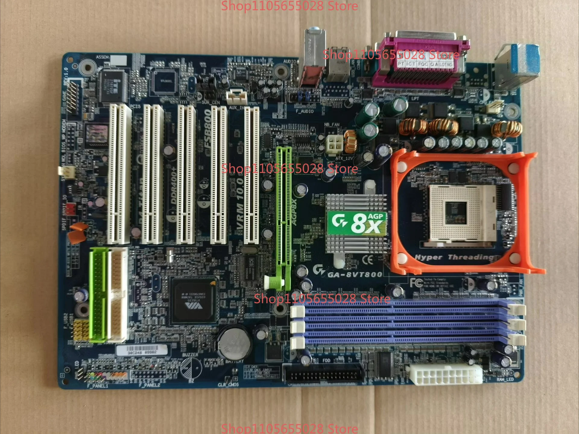 For Gigabyte GA-8VT800 main board, support DDR memory AGP8X interface 5 PCI slots 478 pin interface